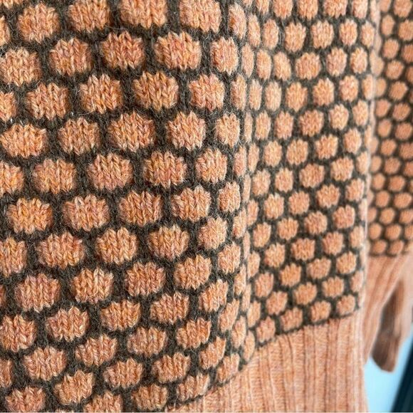 [L] Vintage Murray Brothers Scottish Wool Knit Sweater Orange & Brown 70s Print - Picture 7 of 15